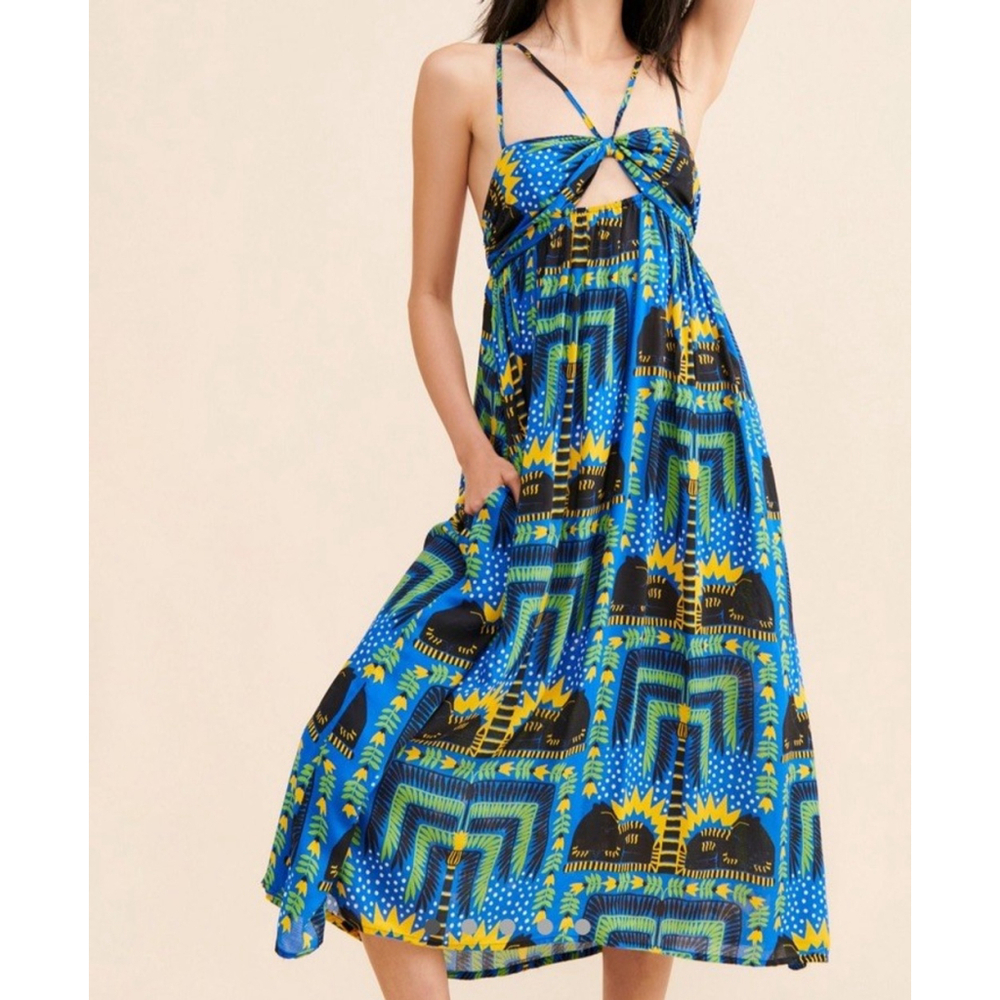 NWT Anthropologie Joao Incerti Size:XS Strappy Bandeau Maxi Dress Pockets
